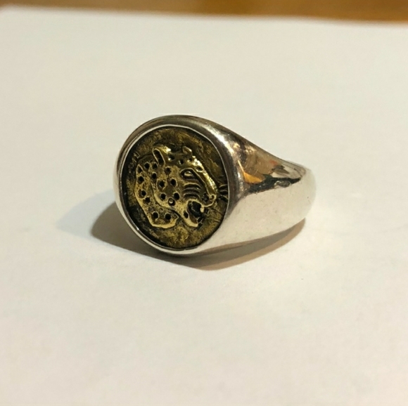 JEWELRYLAB Handmade Jaguar Ring 925 Sterling Silver Brass Emblem.EUC! - Picture 11 of 11